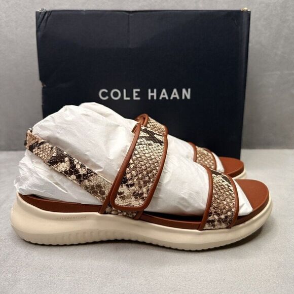 Cole Haan ZeroGrand Meritt Womens Size 8 (B) Sandals Sand Dollar Snake Print NEW - Picture 1 of 9
